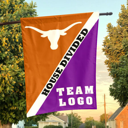 Texas-Longhorns vs Custom Team House Divided Flag, Custom Split Flag Texas-Longhorns vs Custom Team House Divided Flag, Custom Split Flag