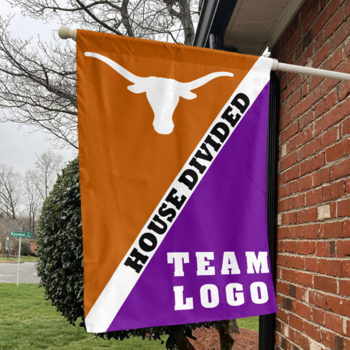 Texas-Longhorns vs Custom Team House Divided Flag, Custom Split Flag
