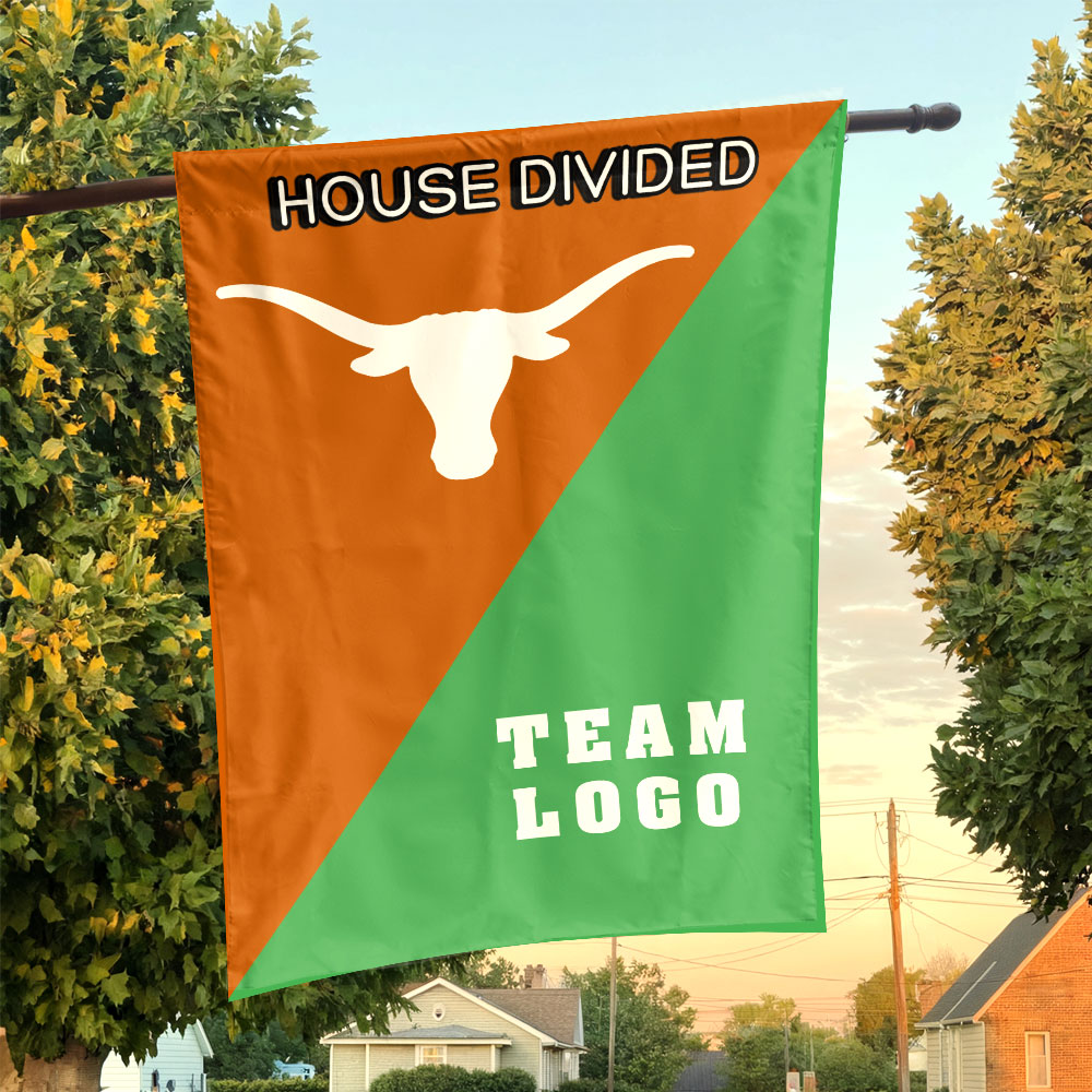 Texas-Longhorns vs Custom Team House Divided Flag, Custom Team Flag Texas-Longhorns vs Custom Team House Divided Flag, Custom Team Flag