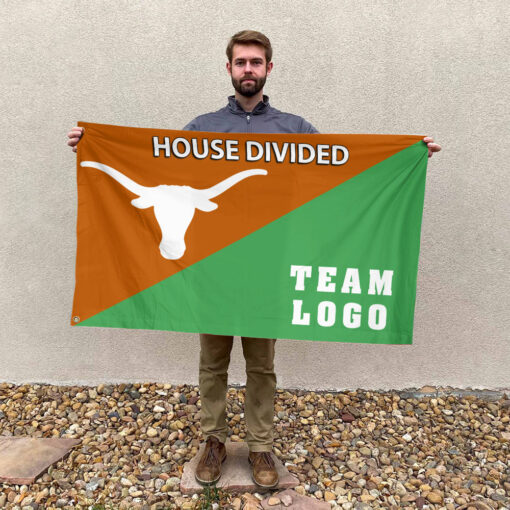 Texas-Longhorns vs Custom Team House Divided Flag, Custom Team Flag Texas-Longhorns vs Custom Team House Divided Flag, Custom Team Flag