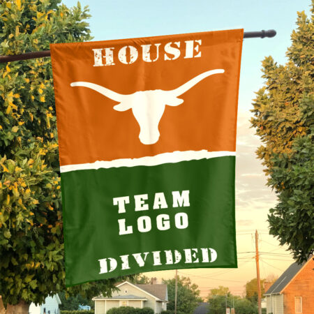 Texas-Longhorns vs Custom Team House Divided Flag, NCAA College Flag Texas-Longhorns vs Custom Team House Divided Flag, NCAA College Flag
