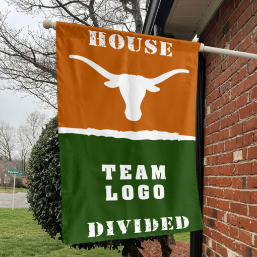 Texas-Longhorns vs Custom Team House Divided Flag, NCAA College Flag Texas-Longhorns vs Custom Team House Divided Flag, NCAA College Flag