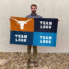 Texas-Longhorns vs Custom Team House Divided Flag, NCAA College Rivalry Flag 2 Texas-Longhorns vs Custom Team House Divided Flag, NCAA College Rivalry Flag
