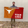 Texas-Longhorns vs Custom Team House Divided Flag, NCAA Custom Flag 2 Texas-Longhorns vs Custom Team House Divided Flag, NCAA Custom Flag