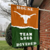 Texas-Longhorns vs Custom Team House Divided Flag, NCAA House Flag 1 Texas-Longhorns vs Custom Team House Divided Flag, NCAA House Flag
