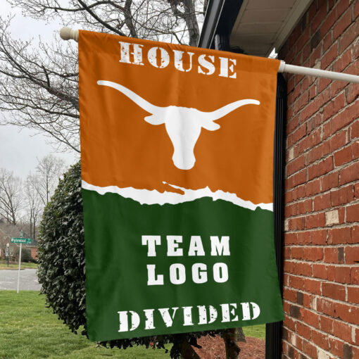 Texas-Longhorns vs Custom Team House Divided Flag, NCAA House Flag Texas-Longhorns vs Custom Team House Divided Flag, NCAA House Flag