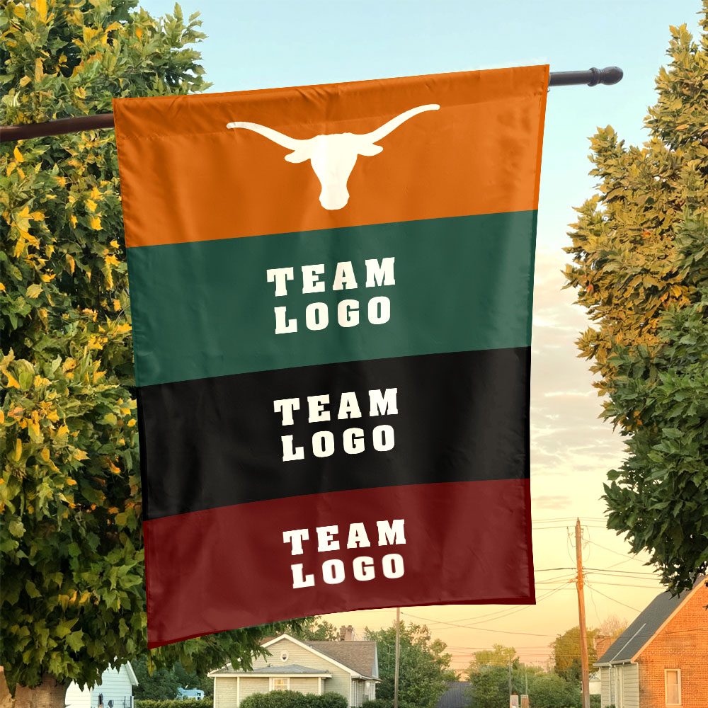 Texas-Longhorns vs Custom Team House Divided Flag, NCAA Rival Flag Texas-Longhorns vs Custom Team House Divided Flag, NCAA Rival Flag