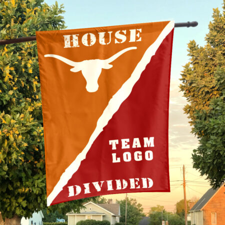 Texas-Longhorns vs Custom Team House Divided Flag, NCAA Rivalry Flag