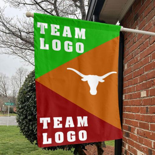 Texas-Longhorns vs Custom Team House Divided Flag, NCAA Spirit Flag Texas-Longhorns vs Custom Team House Divided Flag, NCAA Spirit Flag
