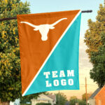 Texas-Longhorns vs Custom Team House Divided Flag, NCAA Split Flag