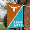 Texas-Longhorns vs Custom Team House Divided Flag, NCAA Split Flag 1 Texas-Longhorns vs Custom Team House Divided Flag, NCAA Split Flag