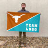 Texas-Longhorns vs Custom Team House Divided Flag, NCAA Split Flag 2 Texas-Longhorns vs Custom Team House Divided Flag, NCAA Split Flag