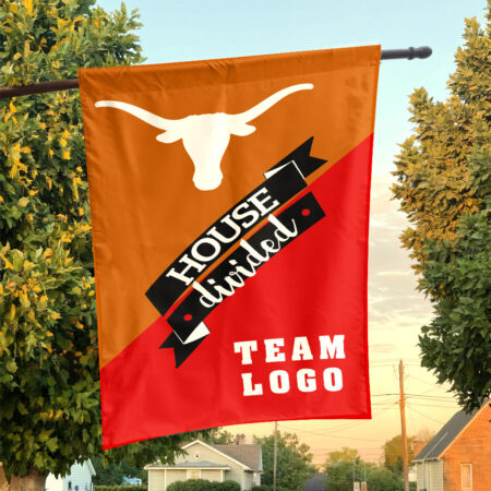 Texas-Longhorns vs Custom Team House Divided Flag, NCAA Team Flag
