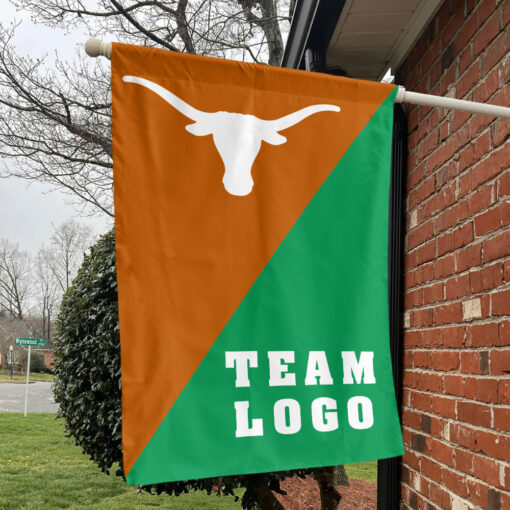 Texas-Longhorns vs Custom Team House Divided Flag, Personalized College Flag Texas-Longhorns vs Custom Team House Divided Flag, Personalized College Flag