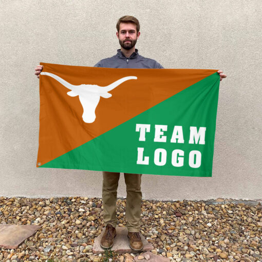 Texas-Longhorns vs Custom Team House Divided Flag, Personalized College Flag Texas-Longhorns vs Custom Team House Divided Flag, Personalized College Flag