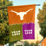 Texas-Longhorns vs Custom Team House Divided Flag, Personalized Game Day Flag