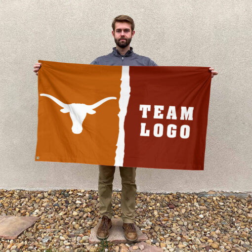 Texas-Longhorns vs Custom Team House Divided Flag, Personalized NCAA Flag Texas-Longhorns vs Custom Team House Divided Flag, Personalized NCAA Flag