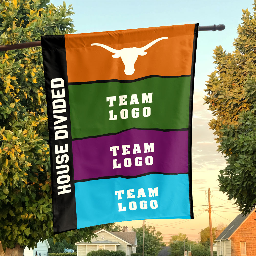 Texas-Longhorns vs Custom Team House Divided Flag, Personalized Rival Flag Texas-Longhorns vs Custom Team House Divided Flag, Personalized Rival Flag