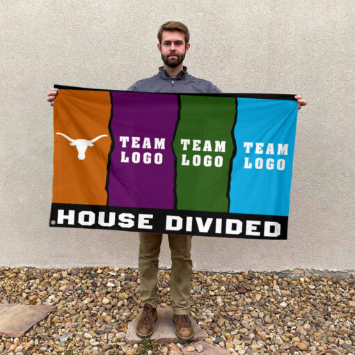 Texas-Longhorns vs Custom Team House Divided Flag, Personalized Rival Flag Texas-Longhorns vs Custom Team House Divided Flag, Personalized Rival Flag