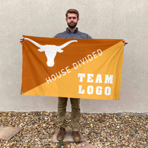 Texas-Longhorns vs Custom Team House Divided Flag, Personalized Split Flag Texas-Longhorns vs Custom Team House Divided Flag, Personalized Split Flag