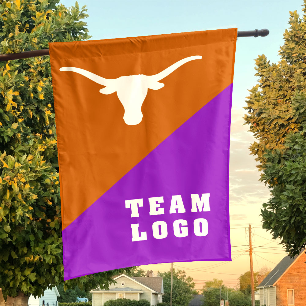 Texas-Longhorns vs Custom Team House Divided Flag, Personalized Team Flag Texas-Longhorns vs Custom Team House Divided Flag, Personalized Team Flag