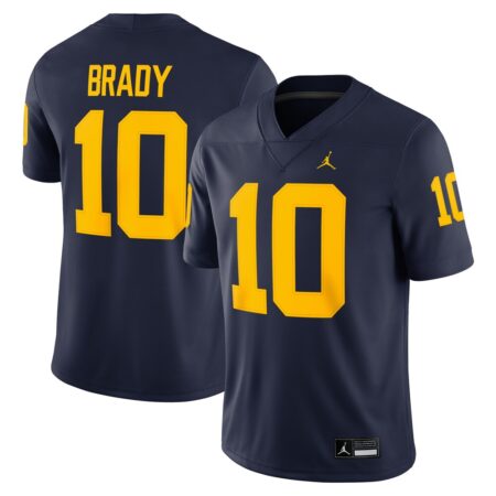 Tom Brady Michigan Wolverines Jordan Brand Game Jersey – Navy, Limited Replica Fan Edition