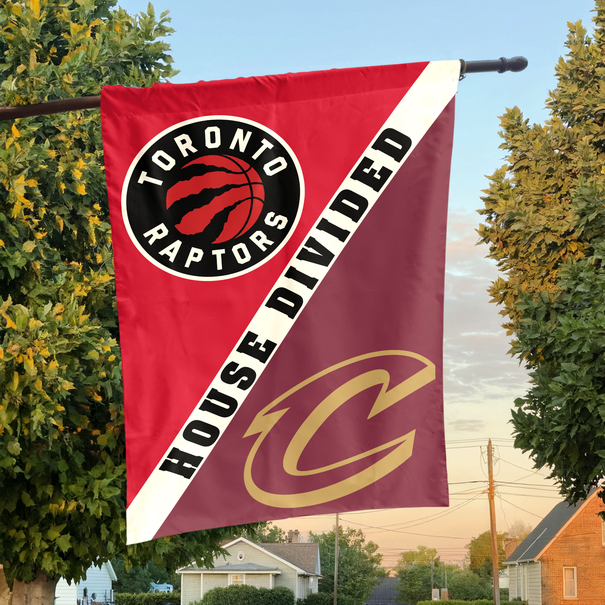 Toronto vs Cleveland House Divided Flag, NBA House Divided Flag Toronto vs Cleveland House Divided Flag, NBA House Divided Flag