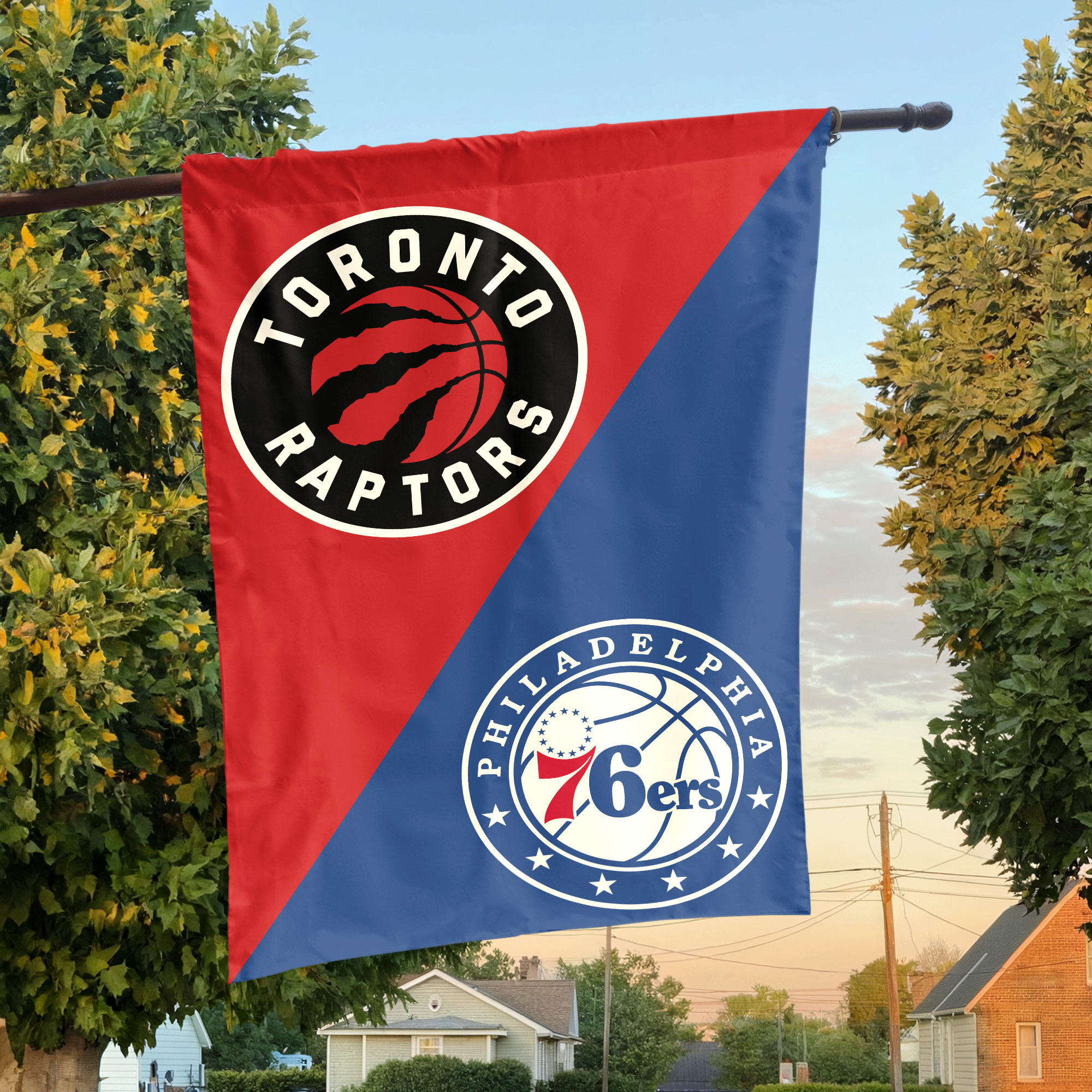 Toronto vs Philadelphia House Divided Flag, NBA House Divided Flag Toronto vs Philadelphia House Divided Flag, NBA House Divided Flag