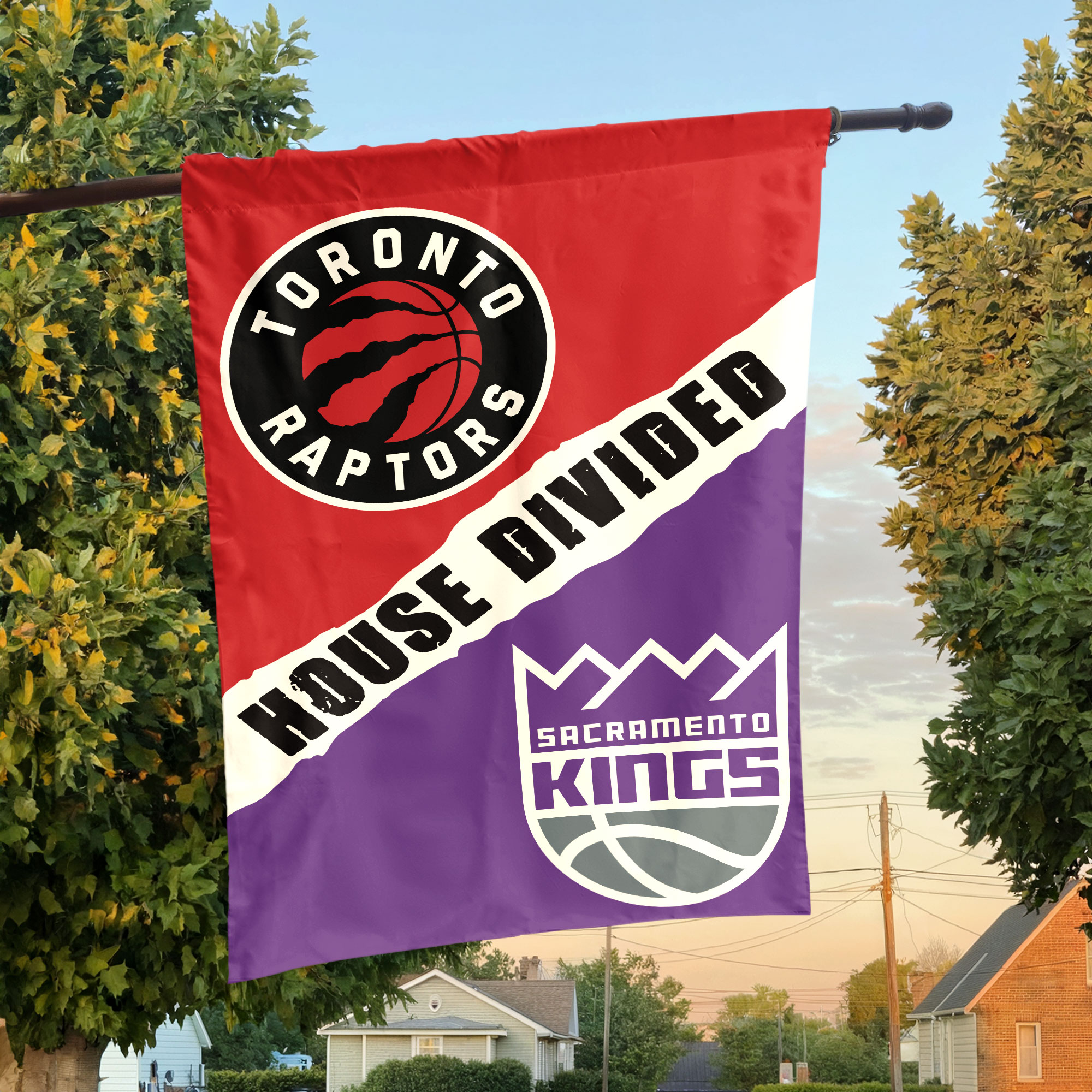 Toronto vs Sacramento House Divided Flag, NBA House Divided Flag Toronto vs Sacramento House Divided Flag, NBA House Divided Flag