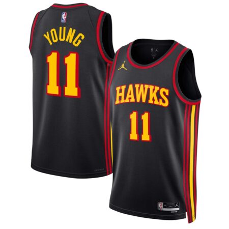 Trae Young Atlanta Hawks Jordan Brand Unisex Swingman Jersey – Statement Edition – Black, Limited Replica Fan Edition