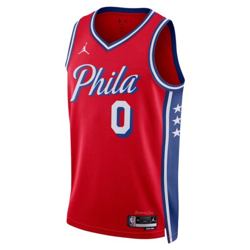 Tyrese Maxey Philadelphia 76ers Jordan Brand Unisex Swingman Jersey – Statement Edition – Red, Limited Replica Fan Edition