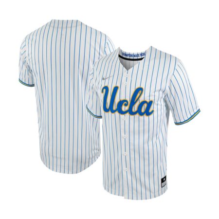 UCLA Bruins Nike Pinstripe Replica Full-Button Baseball Jersey – White, Limited Replica Fan Edition