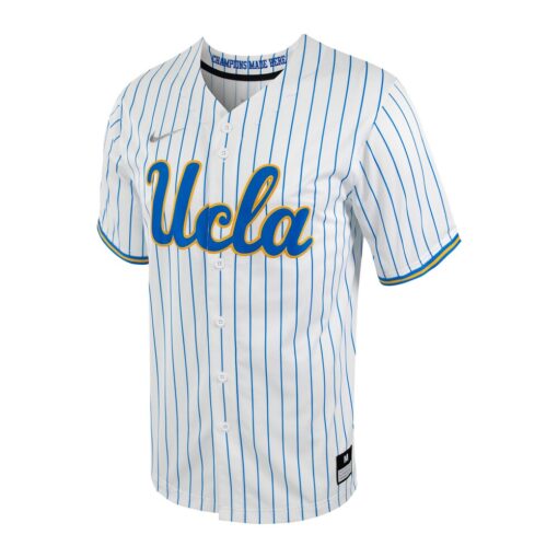 UCLA Bruins Nike Pinstripe Replica Full-Button Baseball Jersey – White, Limited Replica Fan Edition