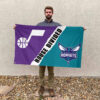 Utah vs Charlotte House Divided Flag, NBA House Divided Flag 2 Utah vs Charlotte House Divided Flag, NBA House Divided Flag