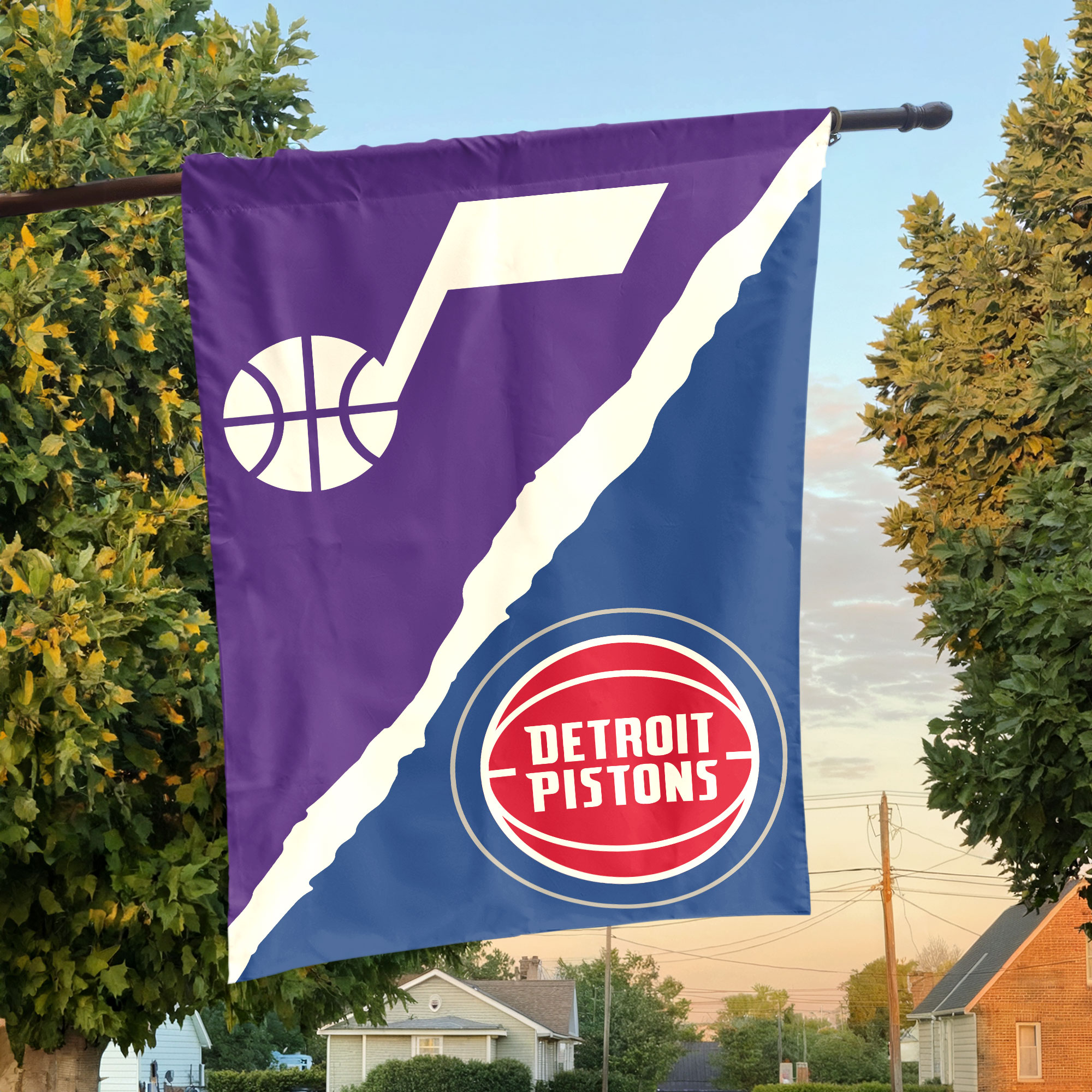 Utah vs Detroit House Divided Flag, NBA House Divided Flag Utah vs Detroit House Divided Flag, NBA House Divided Flag