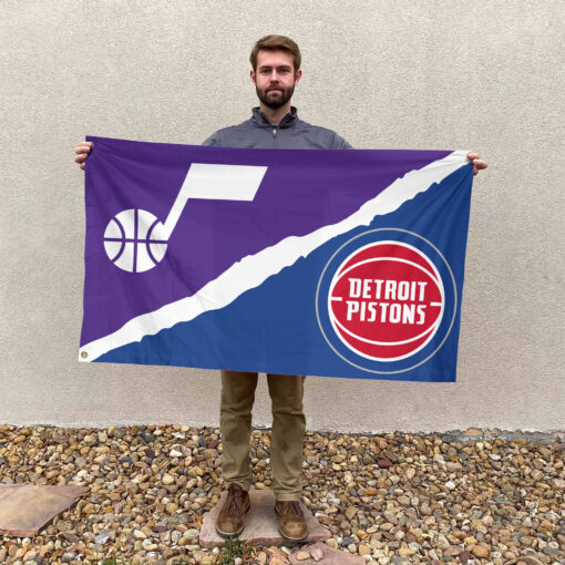 Utah vs Detroit House Divided Flag, NBA House Divided Flag Utah vs Detroit House Divided Flag, NBA House Divided Flag
