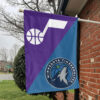 Utah vs Minnesota House Divided Flag, NBA House Divided Flag 1 Utah vs Minnesota House Divided Flag, NBA House Divided Flag