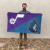 Utah vs Minnesota House Divided Flag, NBA House Divided Flag 2 Utah vs Minnesota House Divided Flag, NBA House Divided Flag