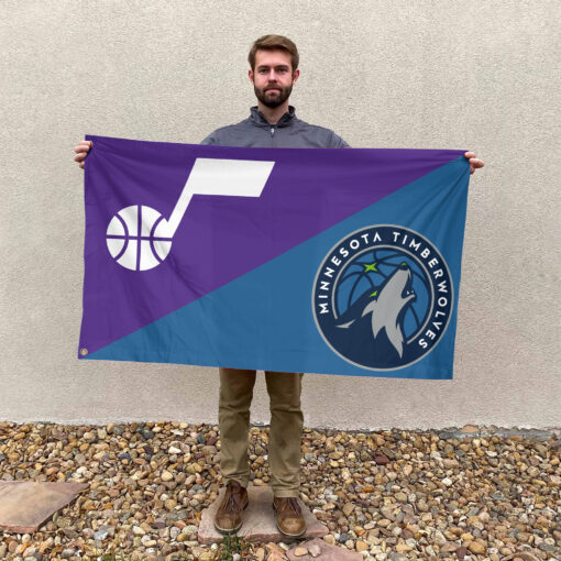 Utah vs Minnesota House Divided Flag, NBA House Divided Flag Utah vs Minnesota House Divided Flag, NBA House Divided Flag
