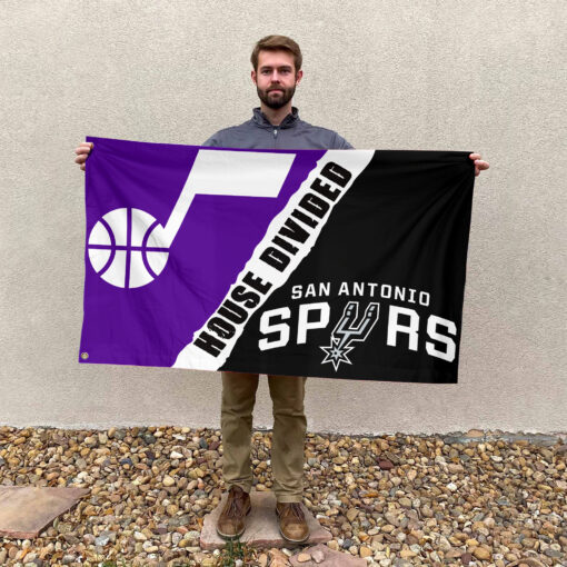 Utah vs San Antonio House Divided Flag, NBA House Divided Flag Utah vs San Antonio House Divided Flag, NBA House Divided Flag