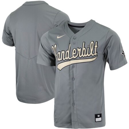 Vanderbilt Commodores Nike Replica Full-Button Baseball Jersey – Charcoal, Limited Replica Fan Edition