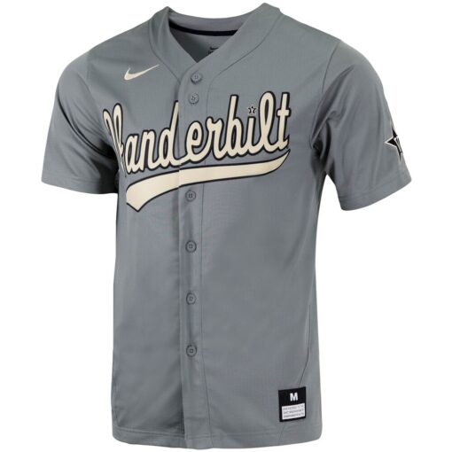 Vanderbilt Commodores Nike Replica Full-Button Baseball Jersey – Charcoal, Limited Replica Fan Edition
