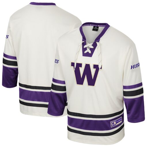 Washington Huskies Colosseum Puck Proud Fashion Hockey Jersey – Cream, Limited Replica Fan Edition