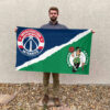 Washington vs Boston House Divided Flag, NBA House Divided Flag 2 Washington vs Boston House Divided Flag, NBA House Divided Flag