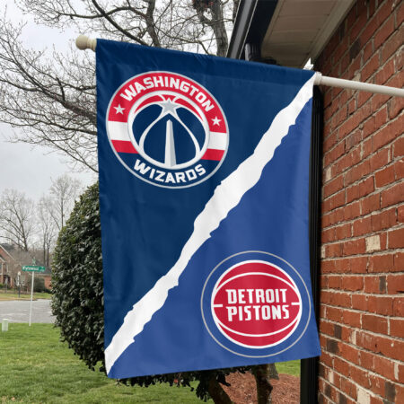 Washington vs Detroit House Divided Flag, NBA House Divided Flag Washington vs Detroit House Divided Flag, NBA House Divided Flag