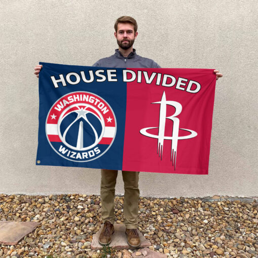 Washington vs Houston House Divided Flag, NBA House Divided Flag Washington vs Houston House Divided Flag, NBA House Divided Flag