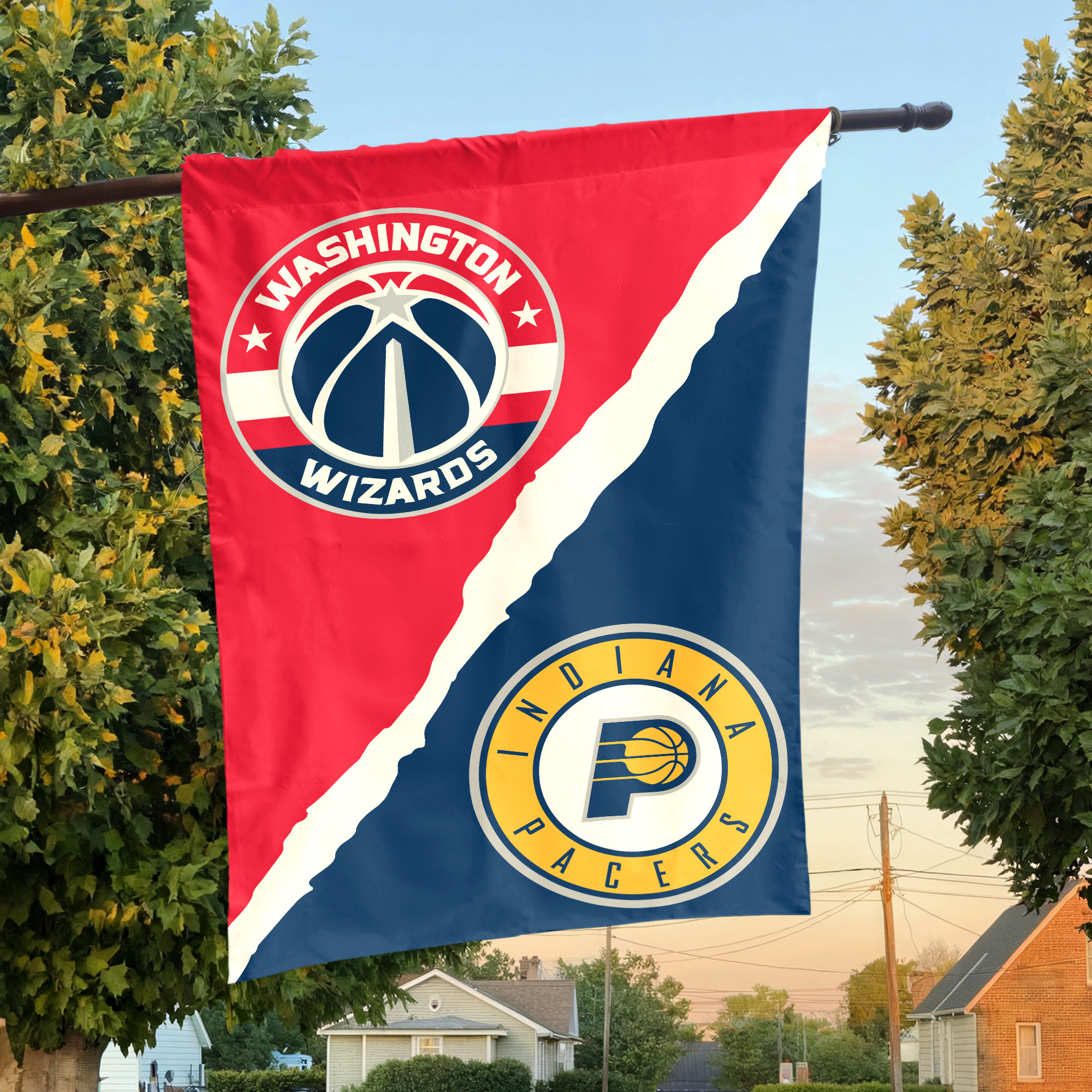 Washington vs Indiana House Divided Flag, NBA House Divided Flag Washington vs Indiana House Divided Flag, NBA House Divided Flag