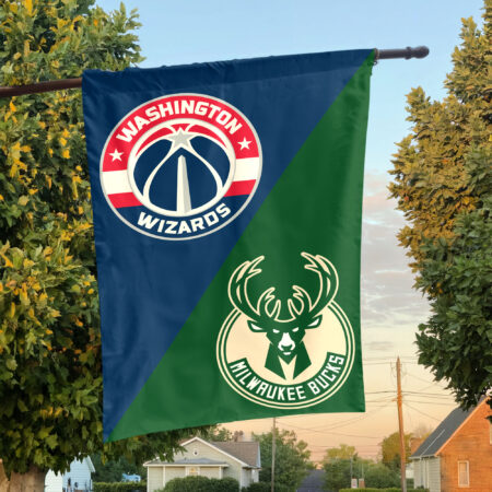 Washington vs Milwaukee House Divided Flag, NBA House Divided Flag Washington vs Milwaukee House Divided Flag, NBA House Divided Flag