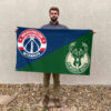 Washington vs Milwaukee House Divided Flag, NBA House Divided Flag 2 Washington vs Milwaukee House Divided Flag, NBA House Divided Flag