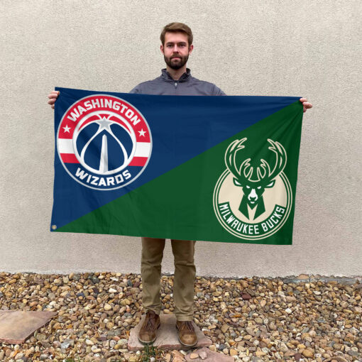 Washington vs Milwaukee House Divided Flag, NBA House Divided Flag Washington vs Milwaukee House Divided Flag, NBA House Divided Flag